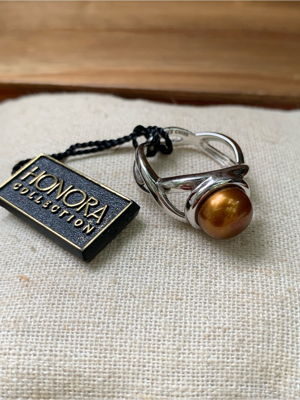 New Honora Collection Sterling Silver 925 chocolate Cultured Pearl Ring Size 6